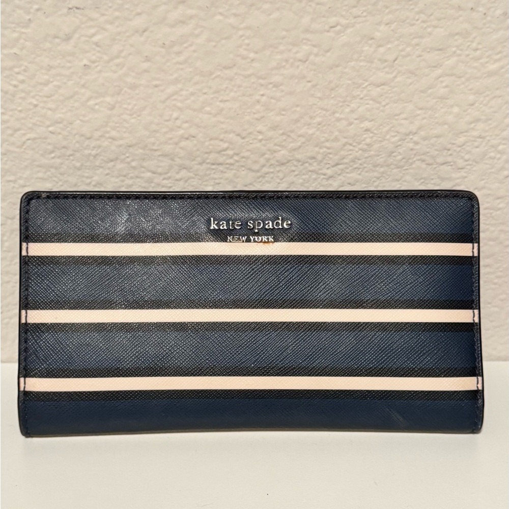 Kate Spade Blue and White Striped Wallet